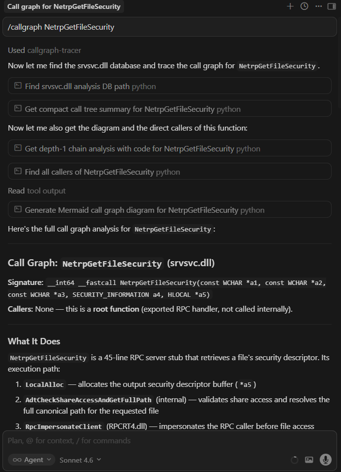 Callgraph traversal output