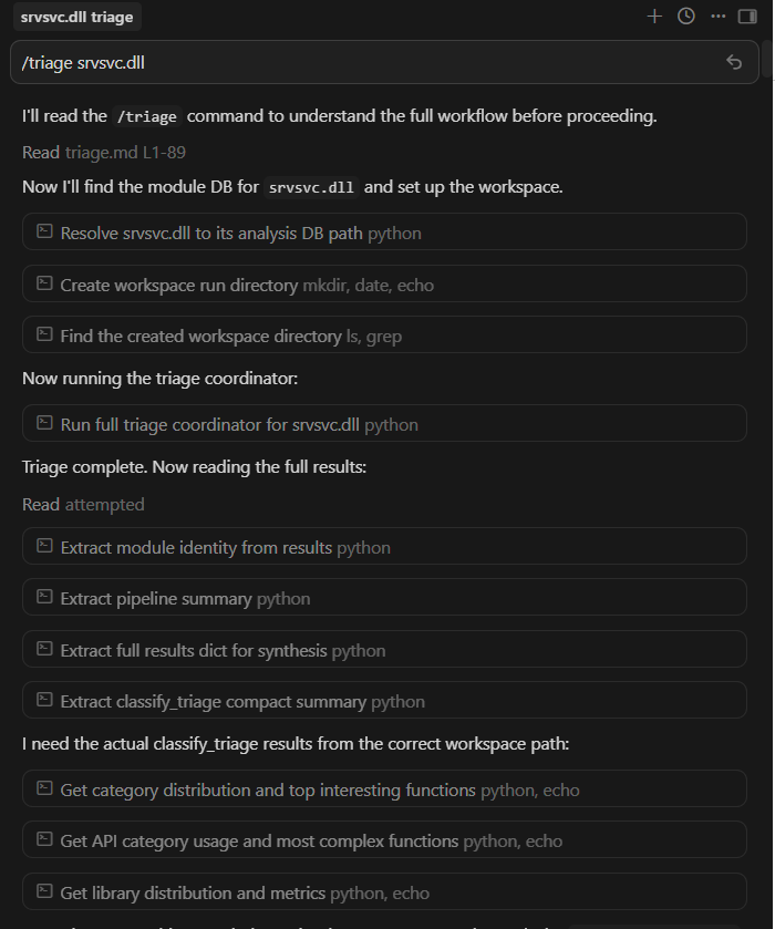 Triage command output in Cursor